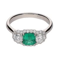 ANILLOS / SORTIJAS<BR>SORTIJA EN ORO BLANCO CON ESMERALDA Y ...