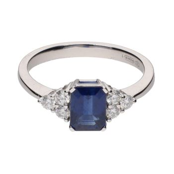 ANILLOS / SORTIJAS<BR>SORTIJA EN ORO BLANCO CON ZAFIRO Y BRI... · ref.: PRESENTA CERTIFICADO...