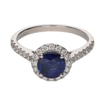 ANILLOS / SORTIJAS<BR>SORTIJA EN ORO BLANCO CON ZAFIRO Y BRI... · ref.: PRESENTA CERTIFICADO...