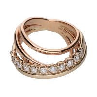 Sortija en oro rosa con brillantes. Talla 12.