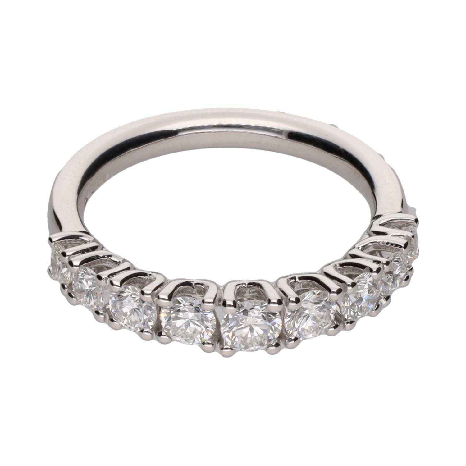 Sortija cintillo en oro blanco con brillantes. Talla 14.