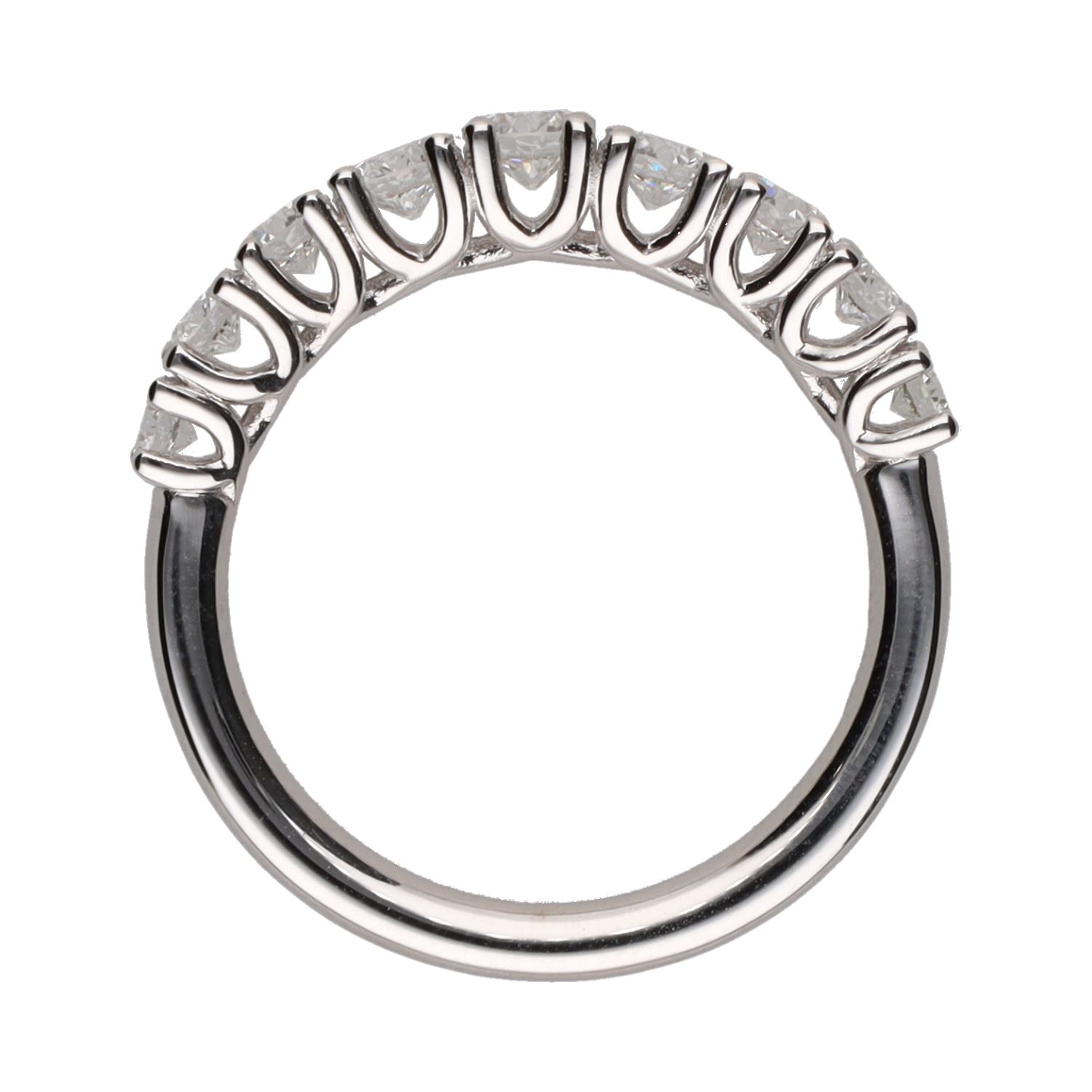 Sortija cintillo en oro blanco con brillantes. Talla 14.