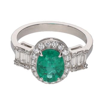 ANILLOS / SORTIJAS<BR>SORTIJA CON ESMERALDA CENTRAL Y DETALL... · ref.: PRESENTA CERTIFICADO...