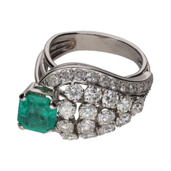 ANILLOS / SORTIJAS<BR>SORTIJA EN ORO BLANCO CON ESMERALDA Y ... · ref.: PRESENTA CERTIFICADO...