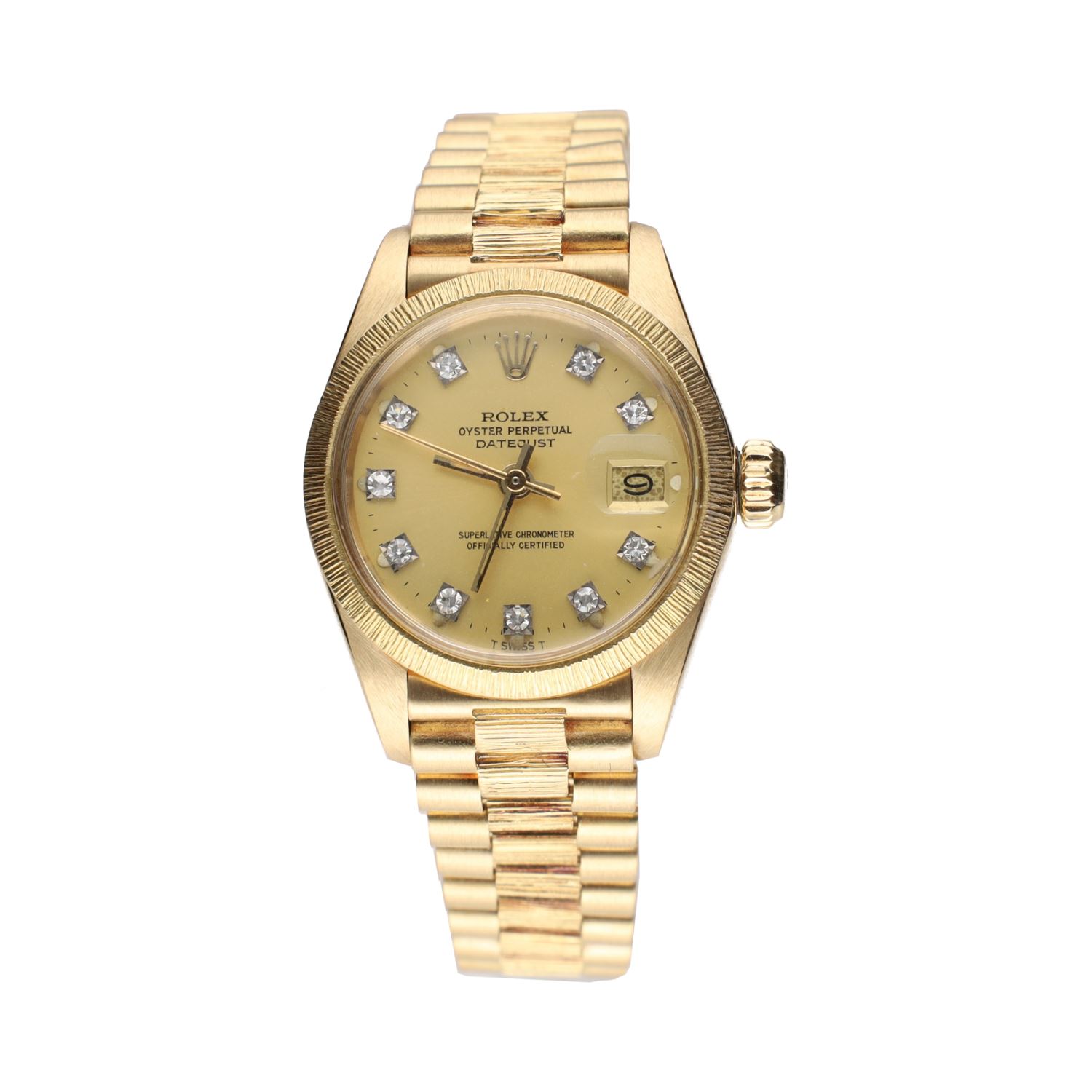Datejust diamonds señora oro amarillo president corteza 26mm.  