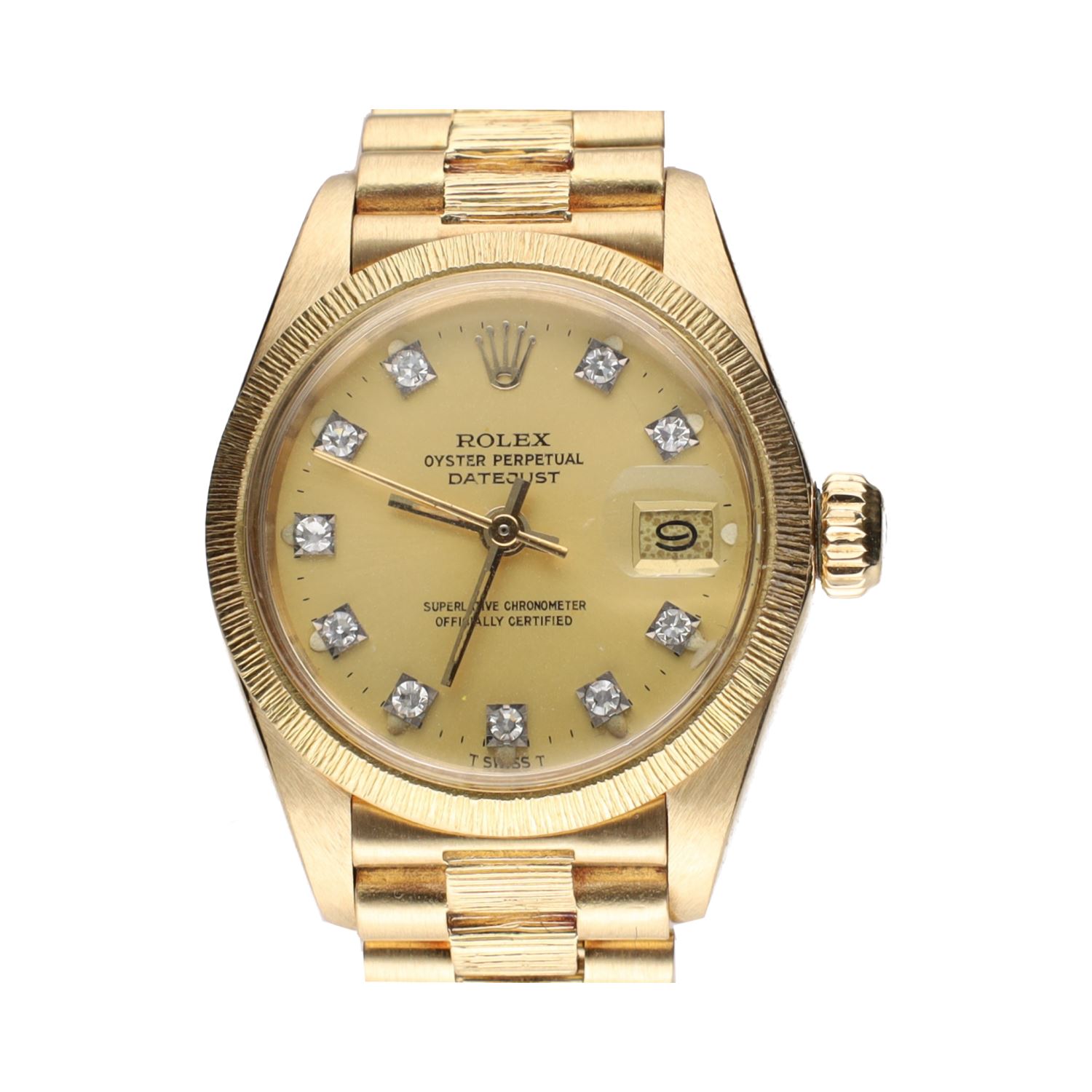 Datejust diamonds señora oro amarillo president corteza 26mm.  