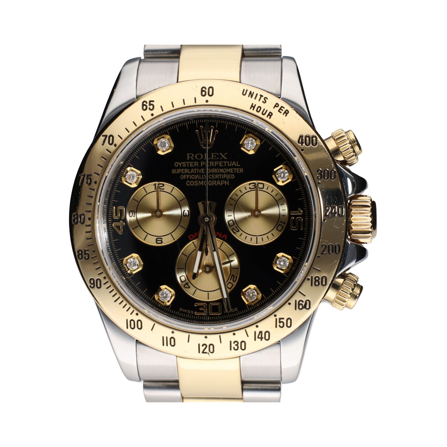 Daytona acero y oro esfera aftermarket.   