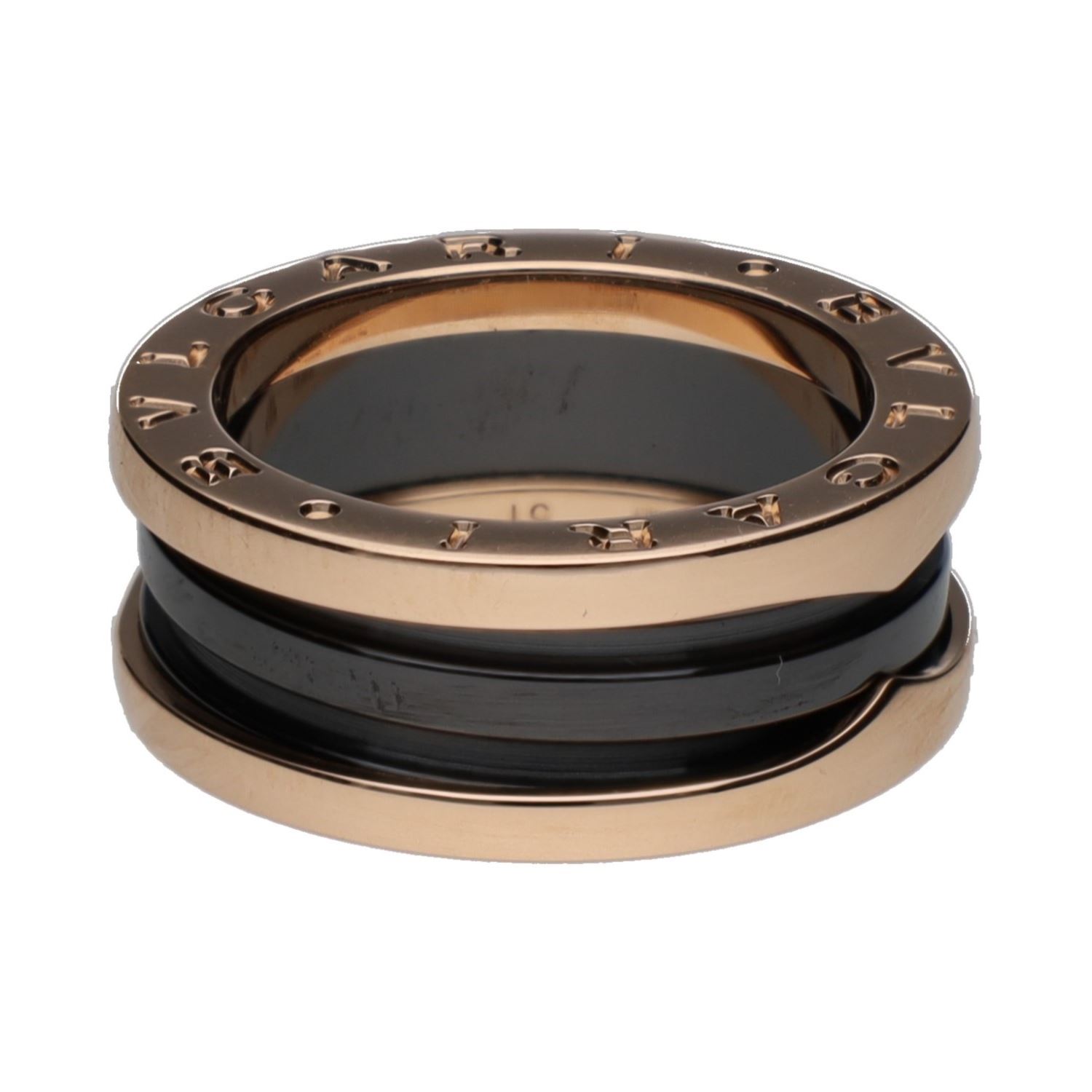 Sortija bulgari b-zero en oro rosa y cerámica negra. Talla 51.
