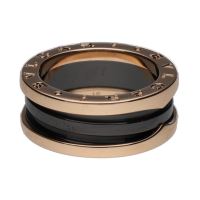 Sortija bulgari b-zero en oro rosa y cerámica negra. Talla 51.