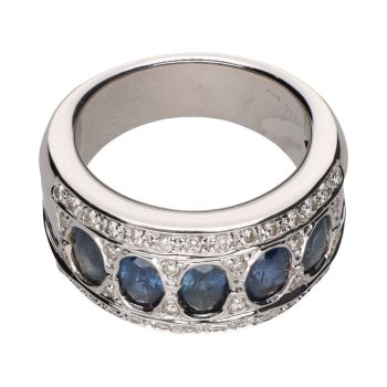 ANILLOS / SORTIJAS<BR>SORTIJA ANCHA EN ORO BLANCO CON ZAFIRO... · ref.: (NMAI)