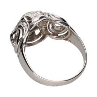 Sortija en oro blanco 14k y diamantes. Talla 16.