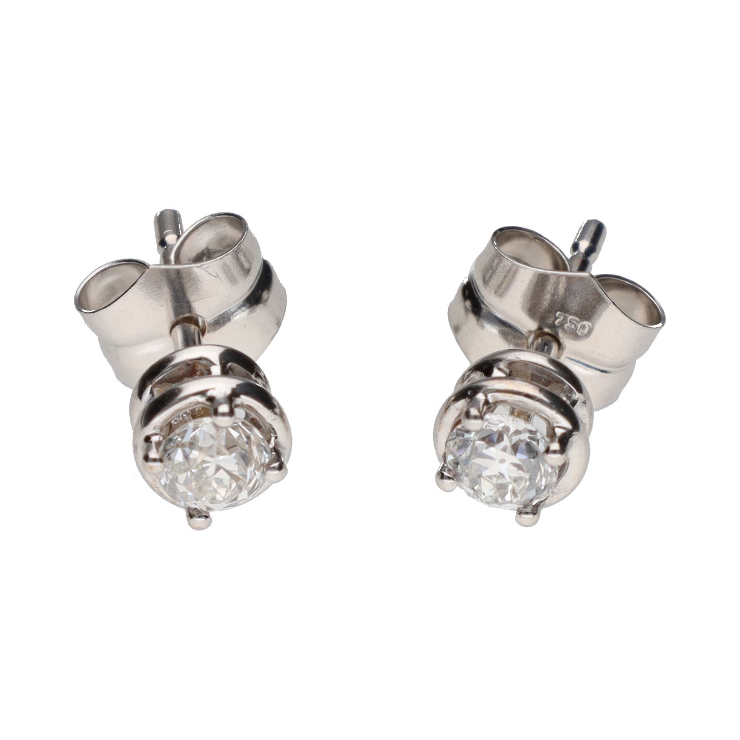 Pendientes dormilonas en oro blanco con brillantes.