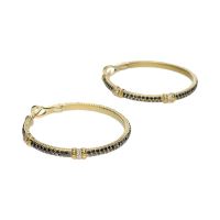 Pendientes argolla en oro amarillo con zafiros y brillantes.