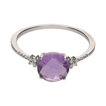 ANILLOS / SORTIJAS<BR>SORTIJA EN ORO BLANCO CON AMATISTA Y B... · ref.: (EM)