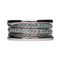 Sortija b-zero de bulgari en oro blanco con aguamarinas. Talla 55.