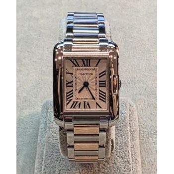 CARTIER<BR>TANK ANGLAISE ACERO Y ORO ROSA QUARTZ ... · ref.: 3485