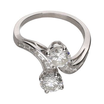 ANILLOS / SORTIJAS<BR>SORTIJA TU Y YO EN ORO BLANCO CON BRIL... · ref.: PRESENTA CERTIFICADO...