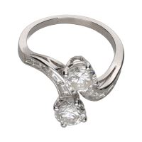 ANILLOS / SORTIJAS<BR>SORTIJA TU Y YO EN ORO BLANCO CON BRIL...