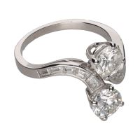 Sortija tu y yo en oro blanco con brillantes. Talla 17.