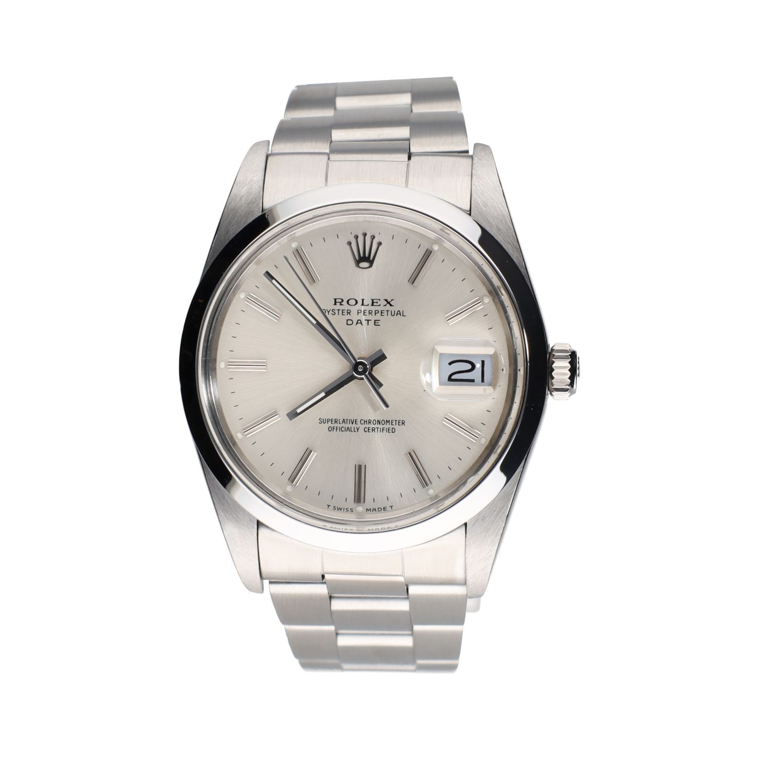 Oyster perpetual date acero plexi 34mm.   