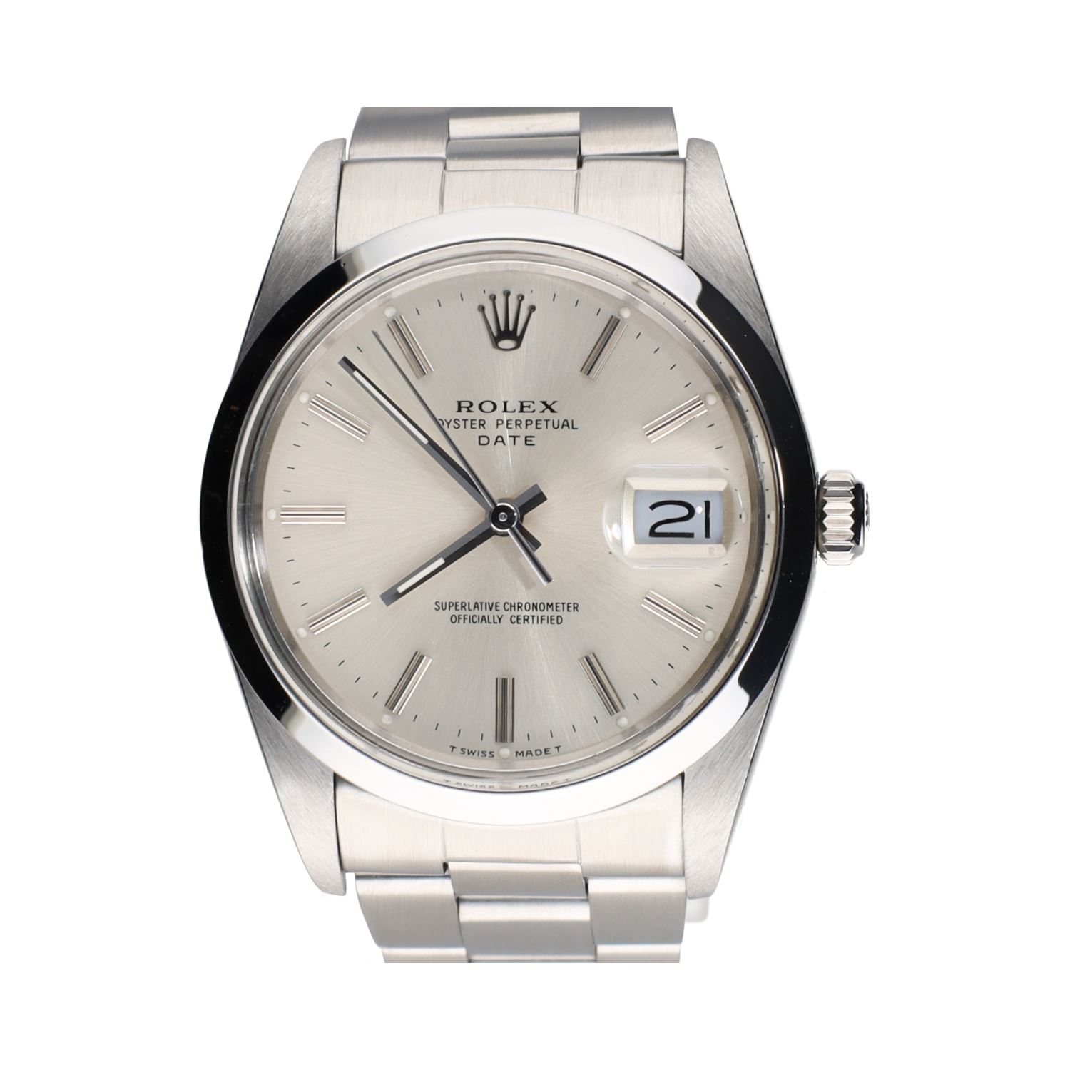 Oyster perpetual date acero plexi 34mm.   