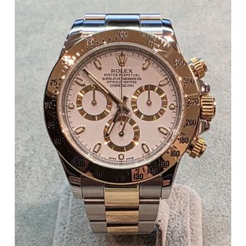ROLEX<BR>DAYTONA ACERO Y ORO ESFERA BLANCA. · ref.: 116523