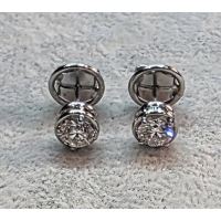 PENDIENTES<BR>PENDIENTES DORMILONAS ORO BLANCO CON B...