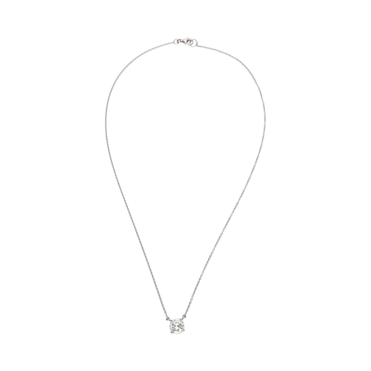 Collar con cadena y colgante en oro blanco con brillante de 1,39ct.