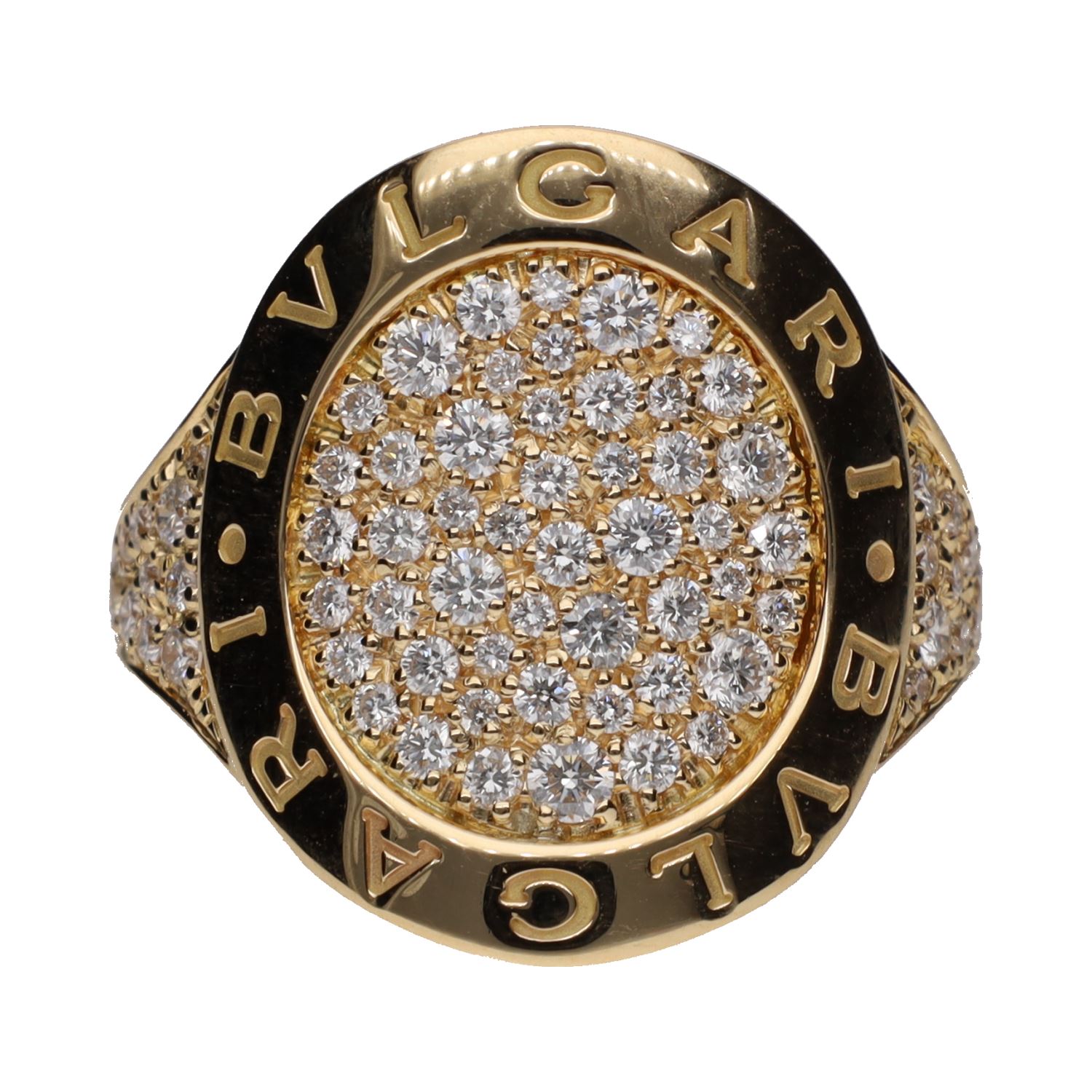 Sortija bulgari bulagri en oro amarillo con cuajado de brillantes. Talla 53.