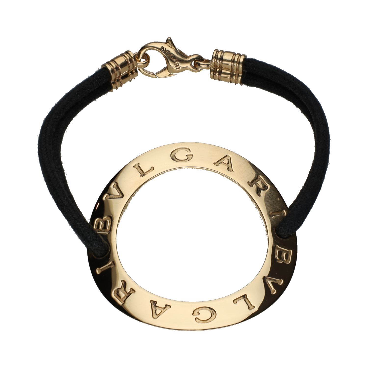 Pulsera bulgari bulgari en oro amarillo y cordón textil.