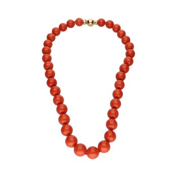 COLLARES<BR>COLLAR BOLAS DE CORAL CON CIERRE EN OR... · ref.: (AMX)