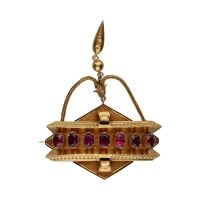 BROCHES / ALFILERES<BR>BROCHE ANTIGUO EN ORO AMARILLO CON AMA...