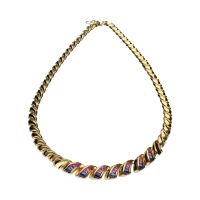 COLLARES<BR>COLLAR EN ORO AMARILLO CON CUARZOS AMA...