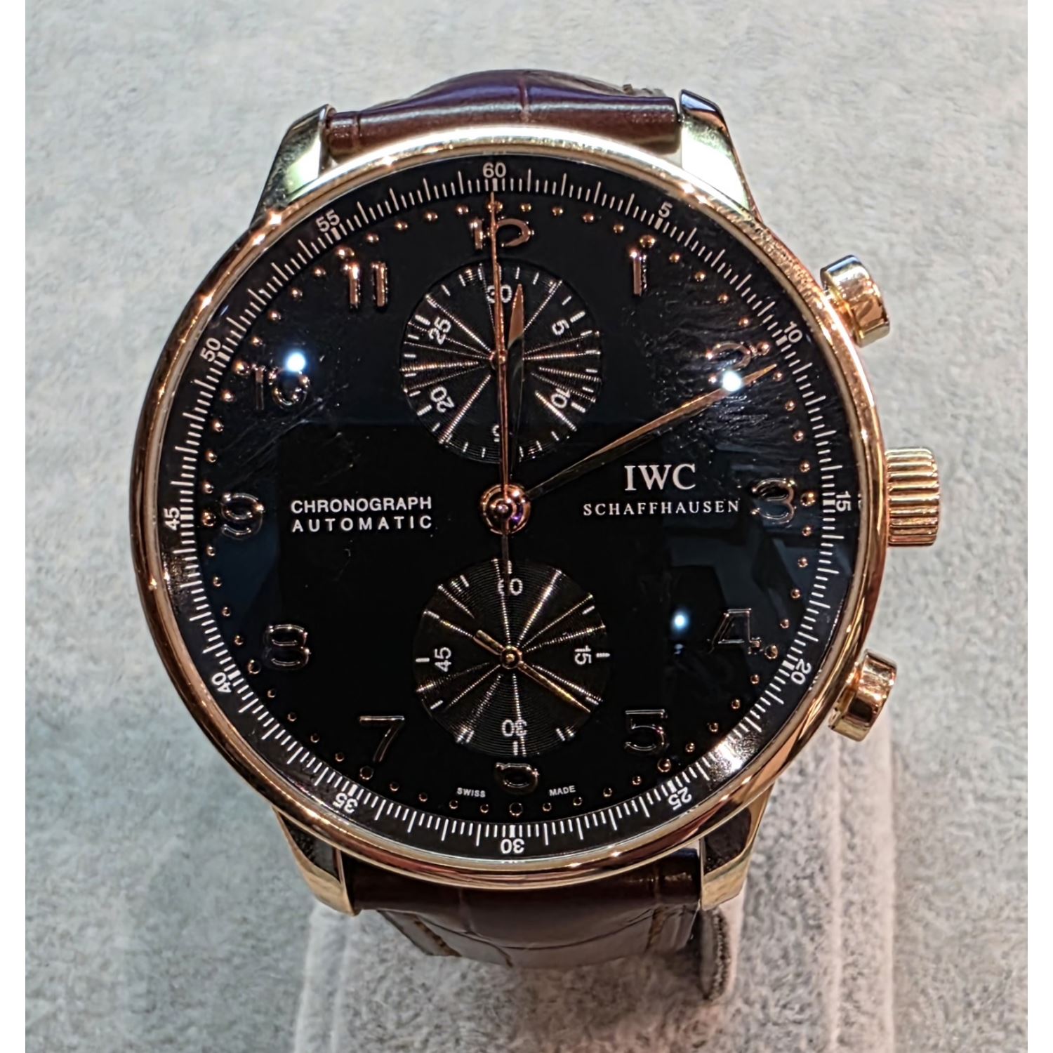 Portuguese chronograph oro rosa esfera negra 41mm.  