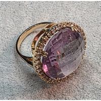 ANILLOS / SORTIJAS<BR>SORTIJA EN ORO AMARILLO CON AMATISTA Y...