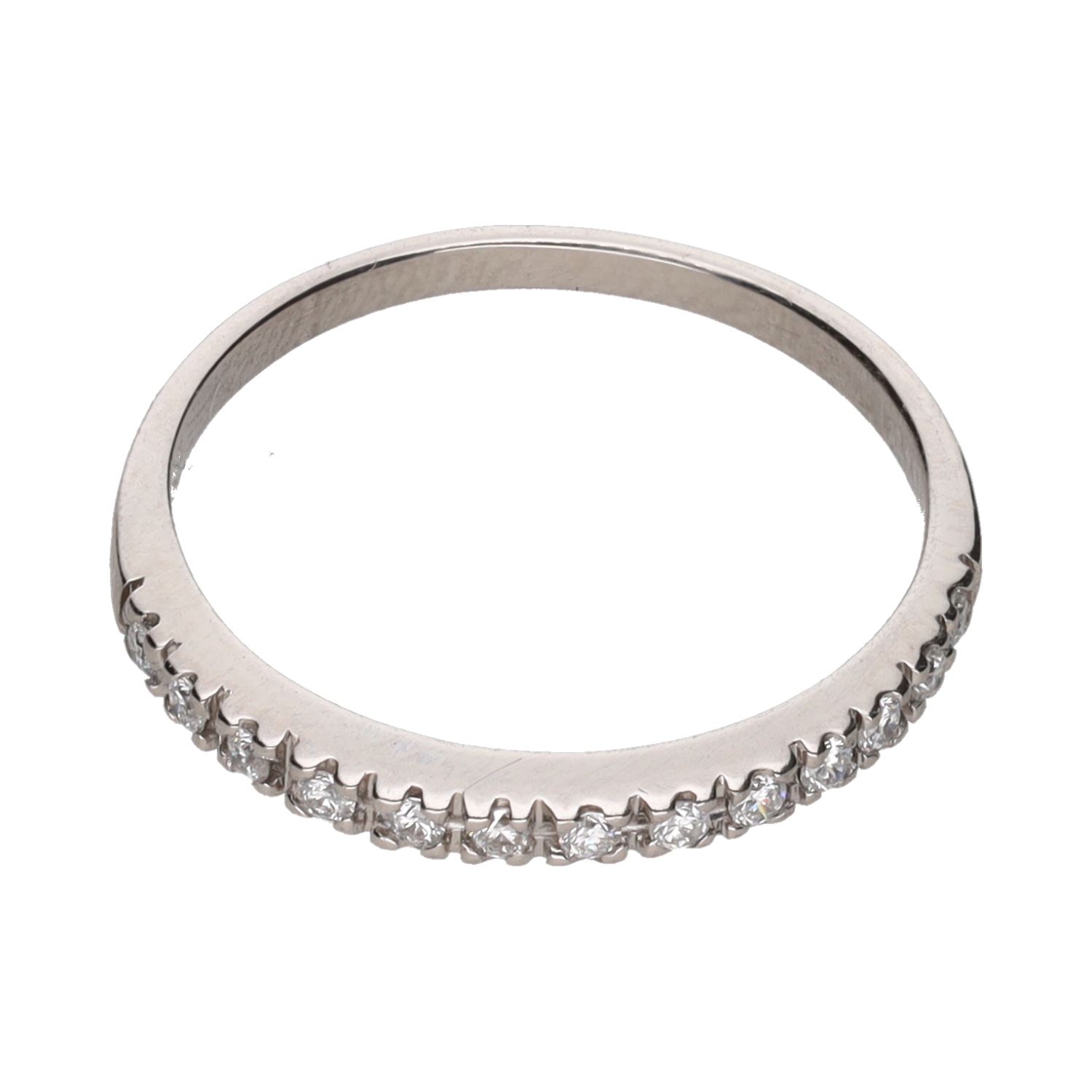 Sortija cintillo en oro blanco con brillantes. Talla 11.