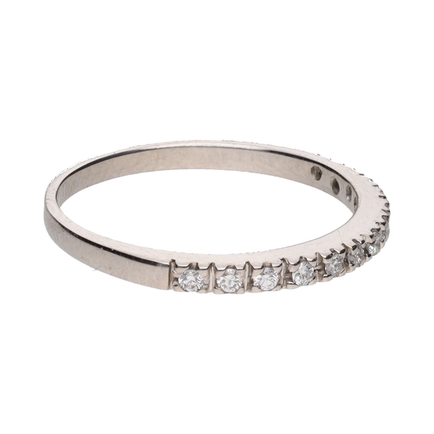 Sortija cintillo en oro blanco con brillantes. Talla 11.