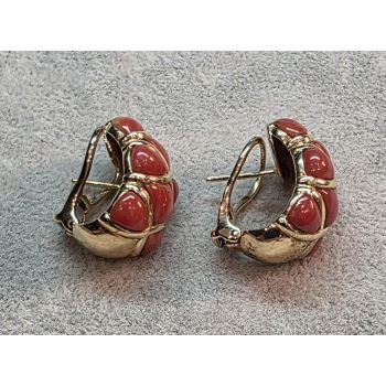 PENDIENTES<BR>PENDIENTES EN ORO AMARILLO Y CORAL. · ref.: (SMX)