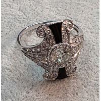ANILLOS / SORTIJAS<BR>SORTIJA EN ORO BLANCO CON ÓNIX Y DIAMA...