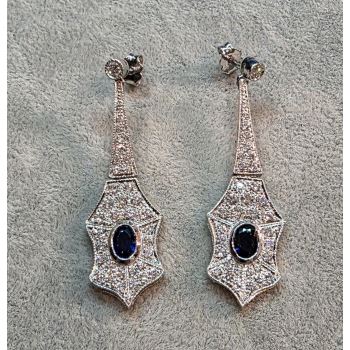 PENDIENTES<BR>PENDIENTES LARGOS EN ORO BLANCO CON ZA... · ref.: (NCMX)
