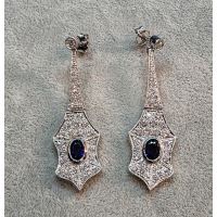 PENDIENTES<BR>PENDIENTES LARGOS EN ORO BLANCO CON ZA...